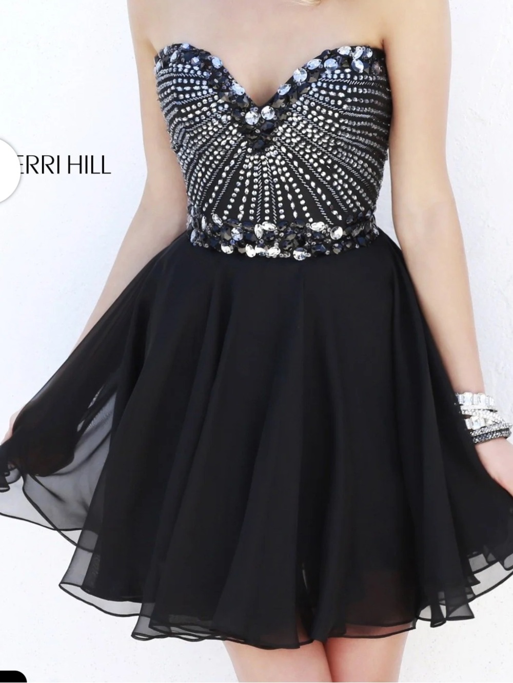 Sherri Hill 1930 Strapless Beaded Dress | Black | Size 12 | Homecoming / Prom
